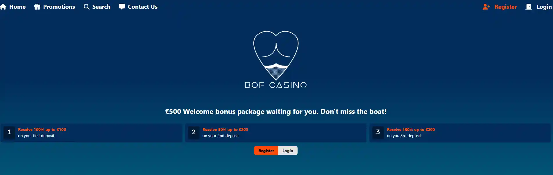 bof casino main screen