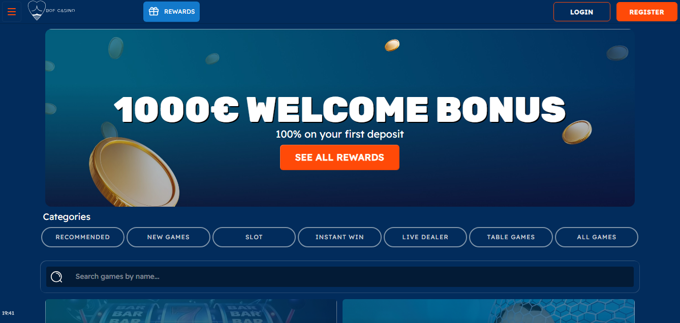 BOF Casino main page